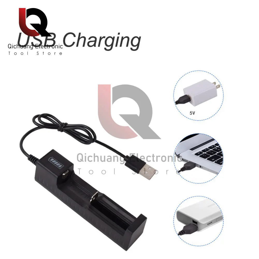 1Pcs 3.7V/4.2V USB Single Slot Multi-Function Charger Suitable For 18650 26650 14500 Lithium Ion Battery With LED Indicator