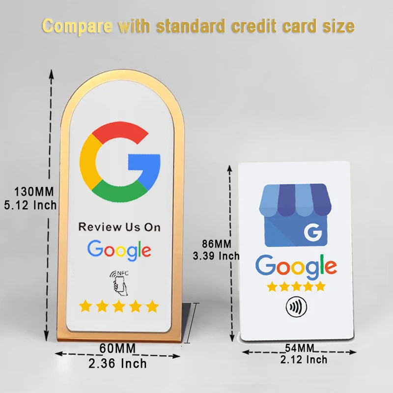 NFC Google Tap to Review Stand - Table Display for Google Reviews NFC Acrylic Stand Display