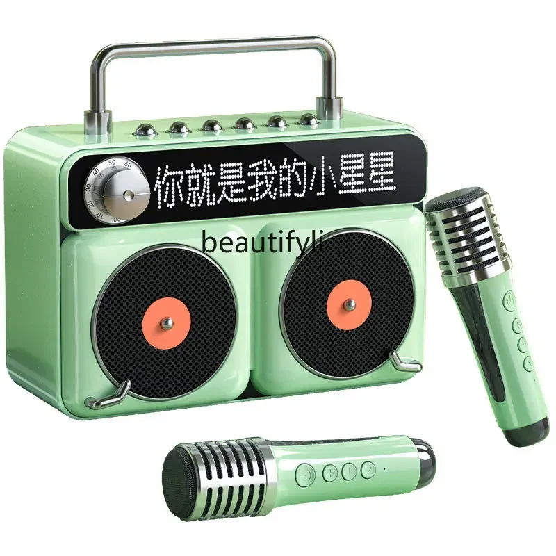 

Bluetooth speaker home wireless small Karaoke smart lyrics speaker microphone home ktv