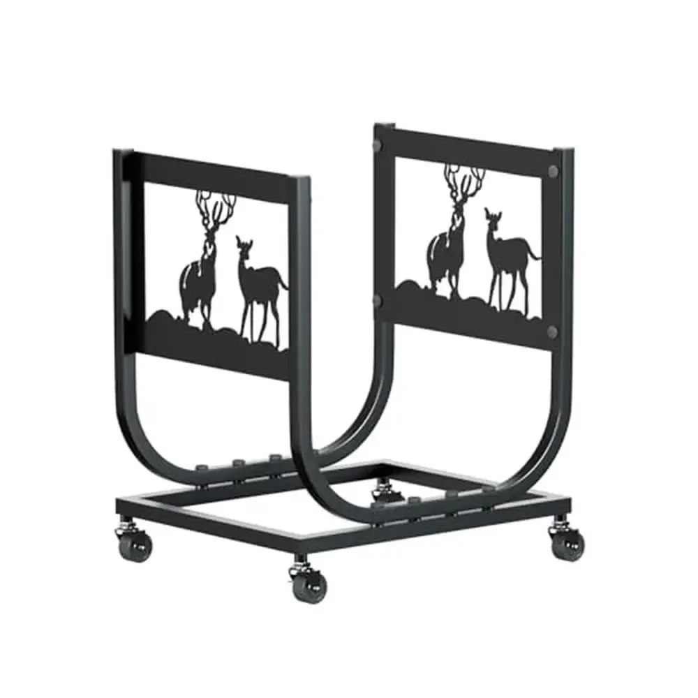 

Firewood Storage Rack Portable Pulley Design 60lbs Rust Resistant Steel Outdoor Indoor Wood Holder Simple Assembly