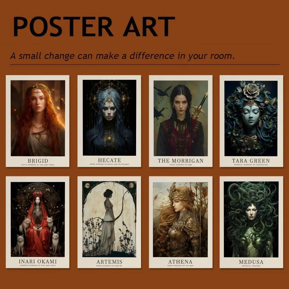 Póster Vintage de diosa femenina divina, culto, Gaia, mitología griega, Arte de la pared Decoración para el hogar, sala de estar, entrada, oficina