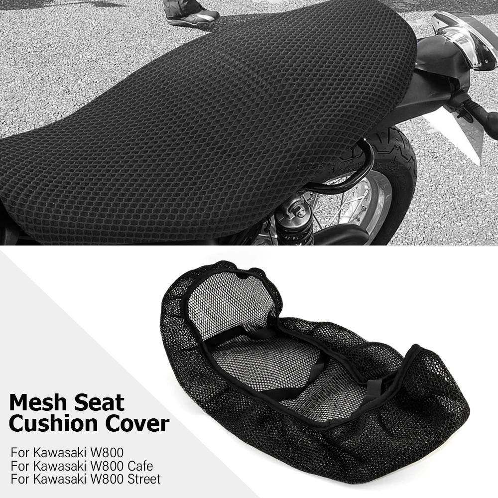 For Kawasaki W800 W 800 Street Cafe Accessories Motorcycle Breathable Sun Protection Waterproof Mesh Seat Cushion Cover