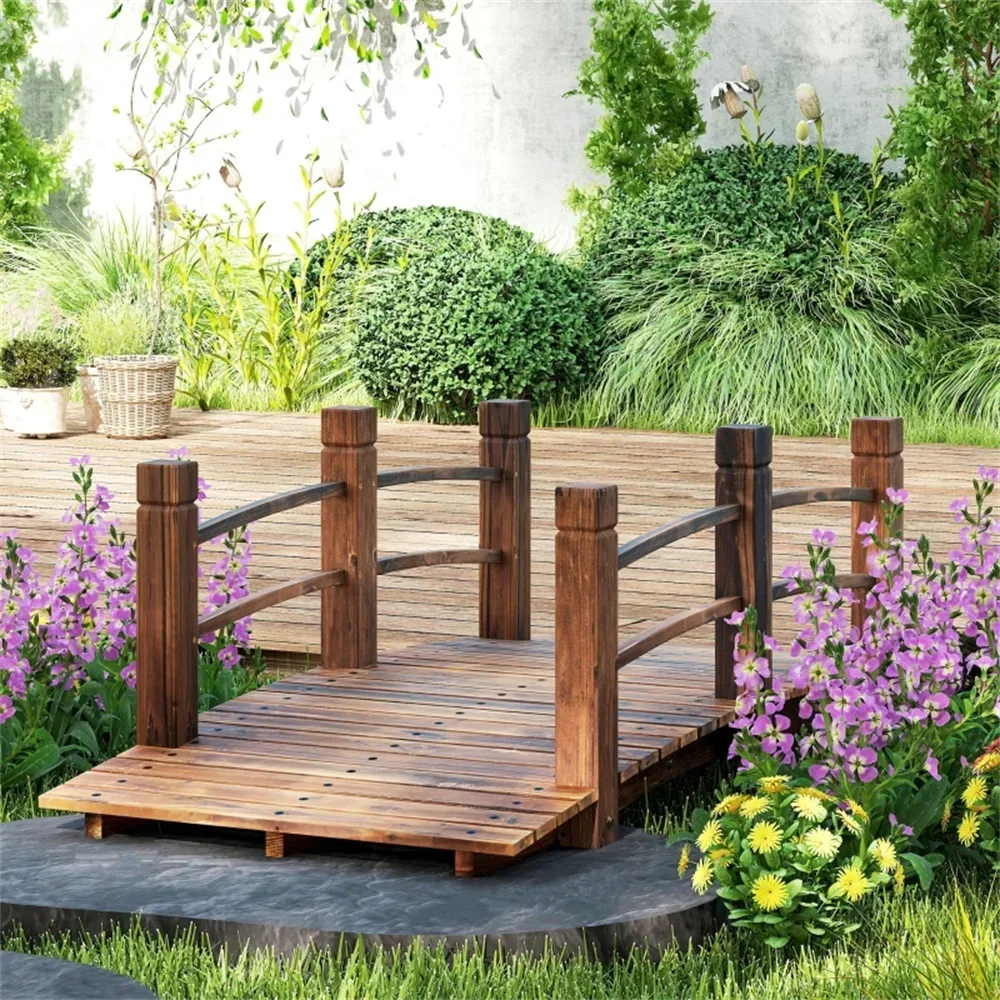 Wooden Garden Arch Bridge Decorative Footbridge for Backyard Yard Arc Pergola Garden Buildings
