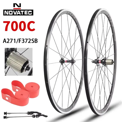 Nuevas ruedas de bicicleta de carretera Novatec 700C llanta de freno de aleación de doble capa A271/F372SB bujes de bicicleta ligeros 20 24 orificios 4 rodamientos 7/11S juego de ruedas