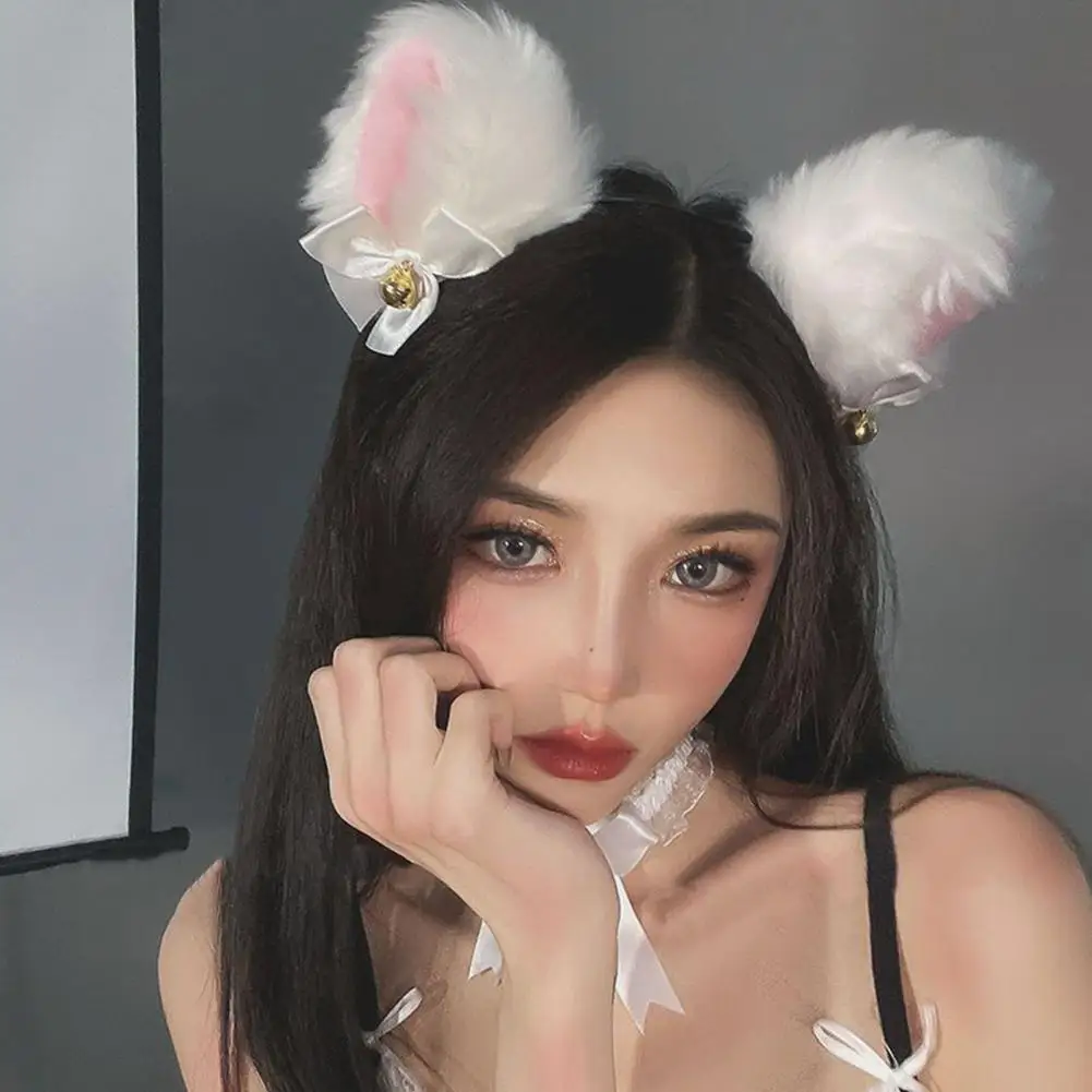 Cat Ear Headband Tail Set Cat Costume Accessories Set Cat Cosplay Costume Set Plush Ear Headband Bell Necklace Claw for Dress-up