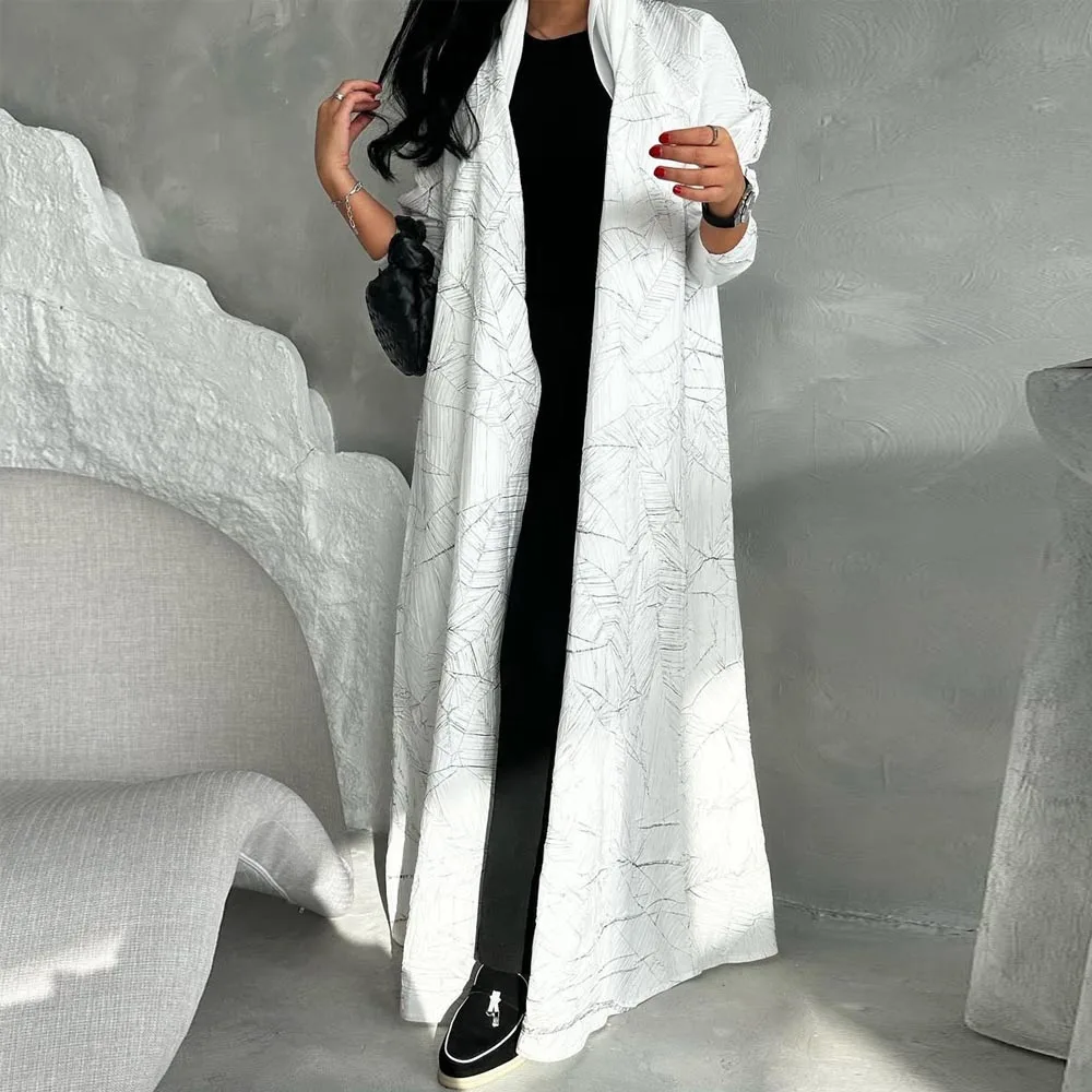 Elegante jacquard Dubai Abaya da donna, Kimono Abaya a maniche lunghe Capispalla musulmano, Abito da golf modesto Abiti islamici Abito Hijabi