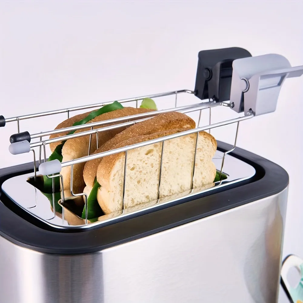 Stainless Steel Toaster Grill Rack Anti-scald Handle Heat-resistant Toast Slice Holder Professional Sandwich Holder Hotel