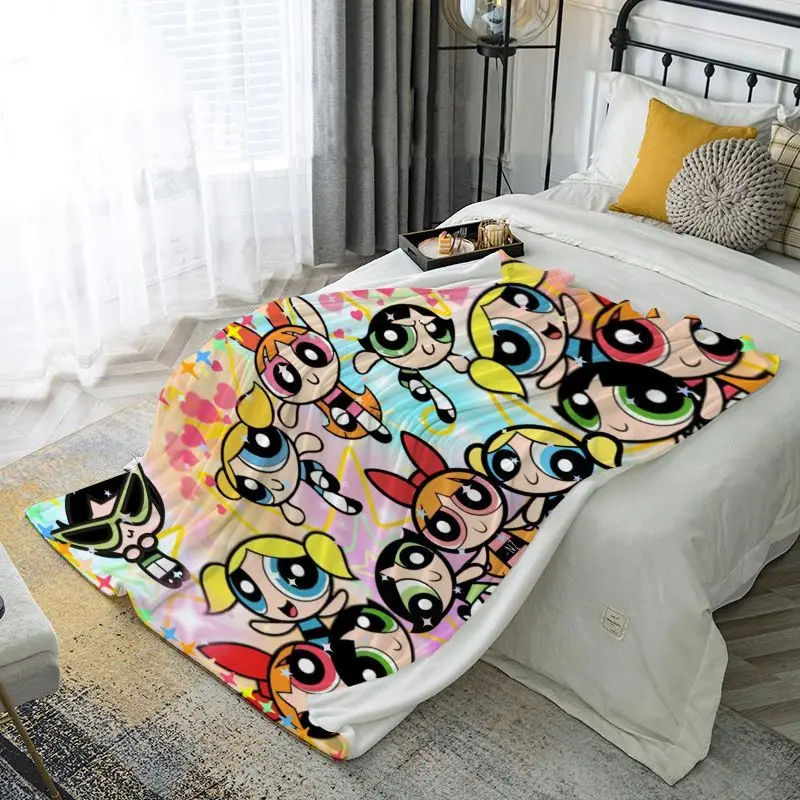 The Powerpuff Girls Blossom cartoon anime flannel blanket comfortable student lunch break cover shawl blanket holiday gift