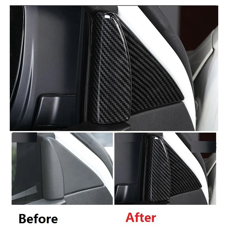 for Nissan Navara NP300 2016-2021 Carbon Fibre Car Interior A-Pillar Speaker Horn Cover Trim Frame Sticker Accessories