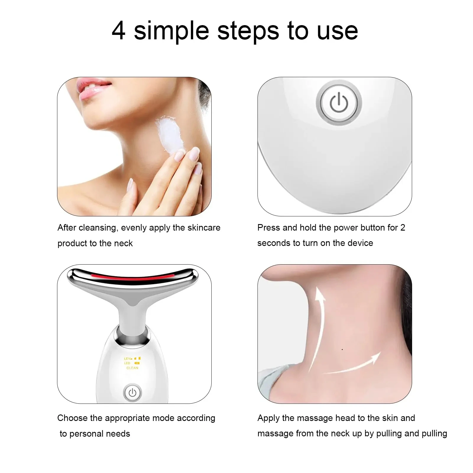 3-Color LED Skin Rejuvenation Device - Facial & Neck Massager Beauty Machine Acne Brightening Firming Massager image 4