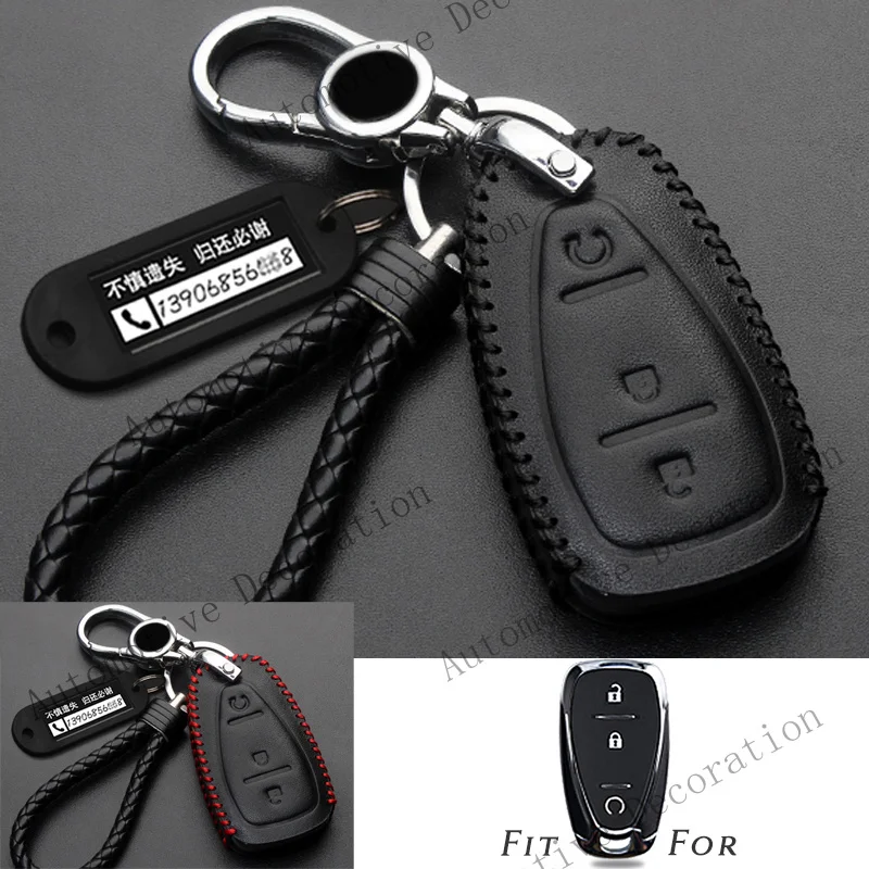 Z+ Genuine Leather Car Remote Key Fob Case Cover Holder For Chevrolet Malibu Camaro