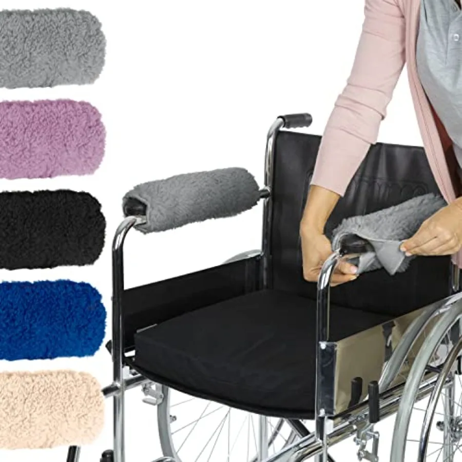 

Vive Wheelchair Armrest Pads 2 PCS - Memory Foam Sheepskin Cushion Accories for Transport Electric Wheel Chair Arm Rests - for