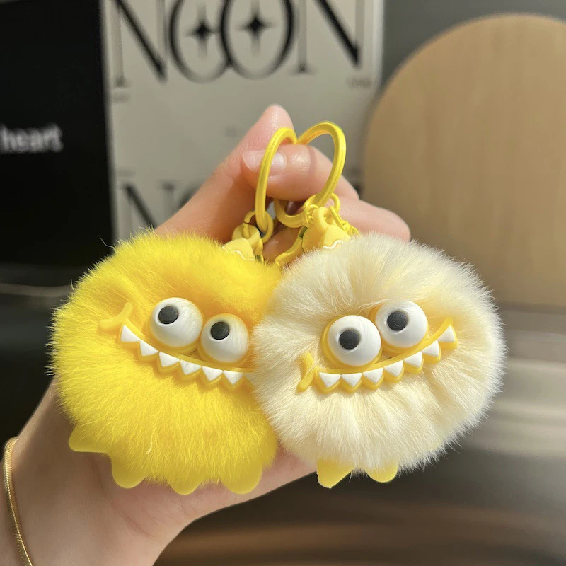 1pc Cute Lovely Plush Small Coal Ball Doll Keychain Korean Imitation Rabbit Fur Key Ring Holder Bag Car Pendant Toys Charm Gift