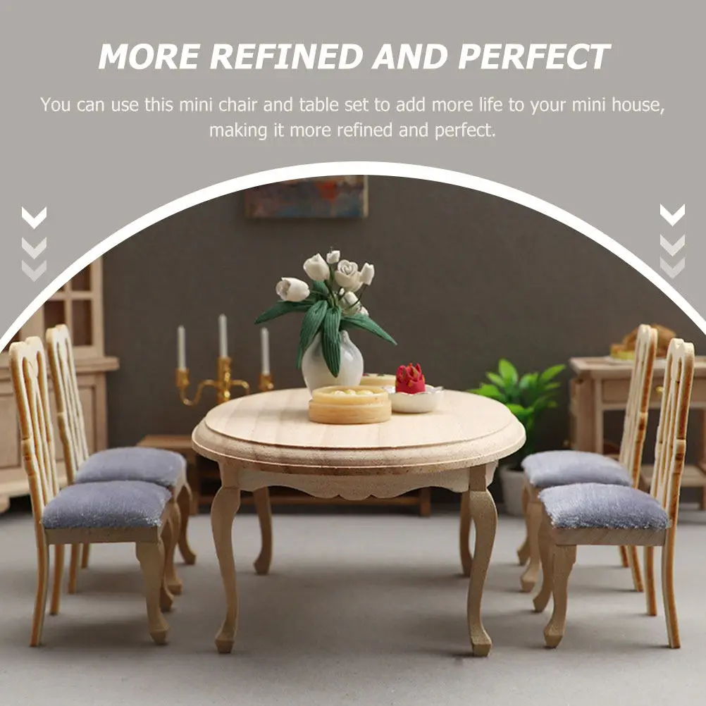 

1Set Miniature Furniture Decor Set Small Delicate Table Chair for Mini House Interior Styling Micro Scene Detail Enhancement