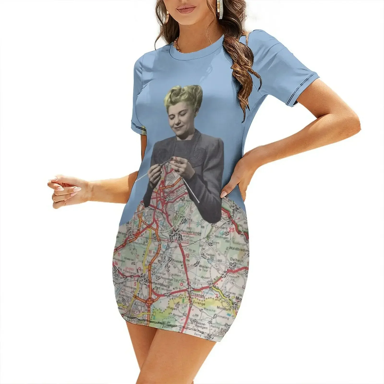 The journey is the destination Short-Sleeved Dress bandage dress women's clothing summer 2026 novelties Dress