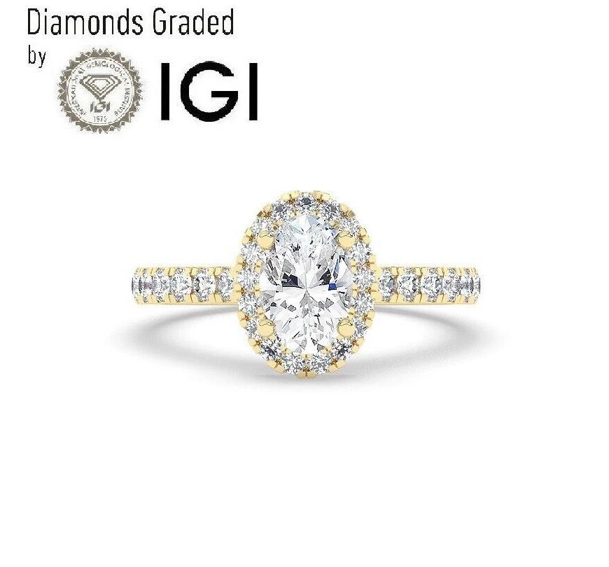 

IGI 1CT DEF VS1 Solitaire Lab-Grown Oval Diamond Engagement Ring For Woman 14K Yellow Gold CVD HPHT Diamond