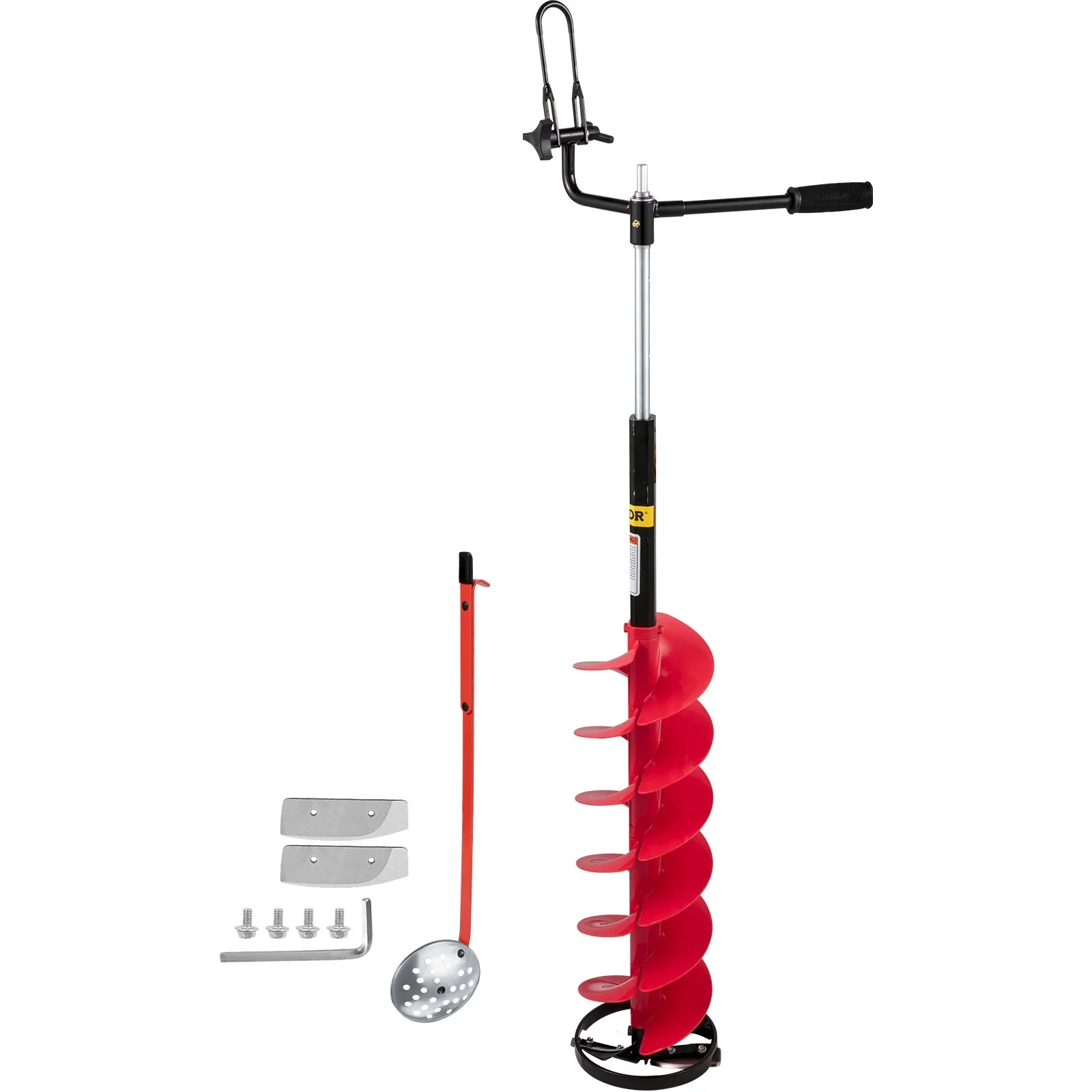 VEVOR Ice Drill Auger, 8'' Diameter Nylon Ice Auger, 41'' Length Ice Auger Bit, Auger Drill w/ 14'' Adjustable Extension Rod