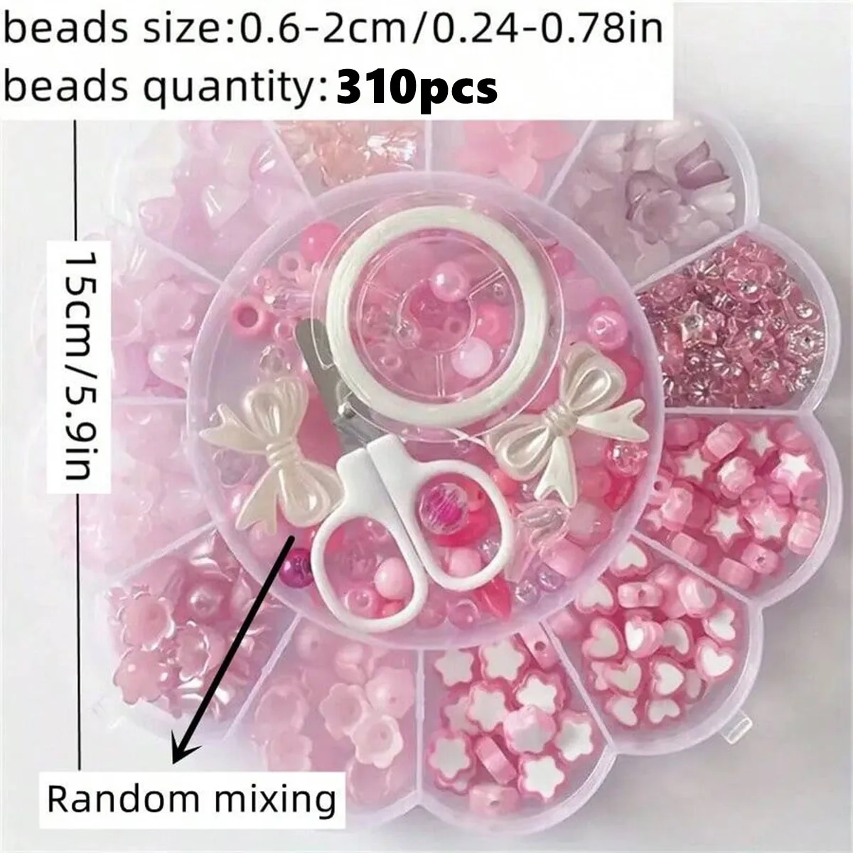 2Set/1Set 13 Grids Acrylic Flower Boxed Beads Pink And White Flower Series Loose Beads,For DIY Hand String Series Making view 5