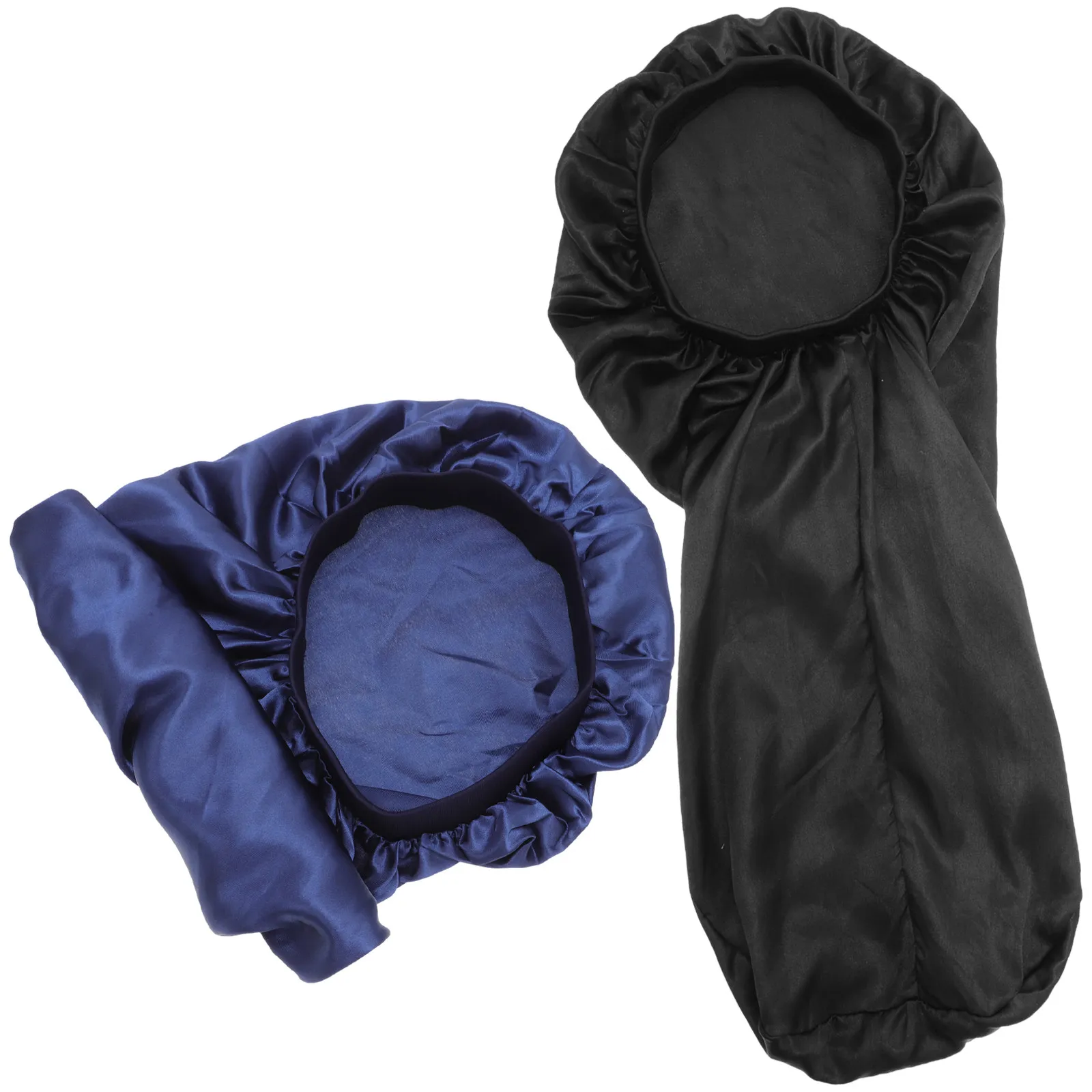 

2Pcs Satin Sleep Caps Long Hair Elastic Hair Protection Caps Women Sleeping Hats Prevent Breakage Sleeping Long Hats
