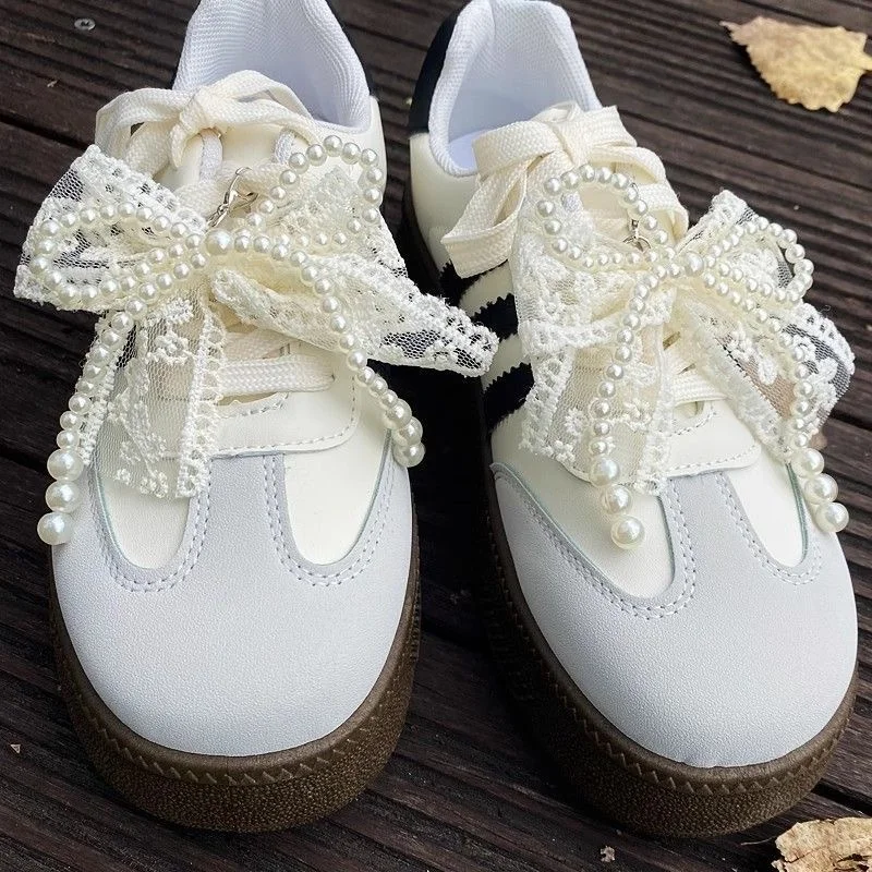Modische Schuhblumen-Schnallen-Spitzen-Perlen-Schleifen-Schnürsenkel Premium-Charms Accessoires für Sneaker Dekorativ – Detail 2