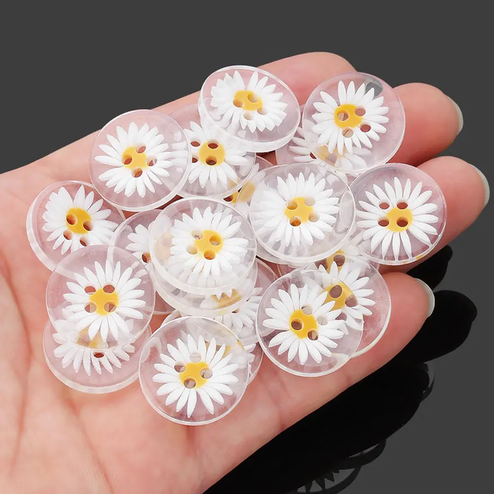 10Pcs Resin Buttons Daisy Hand Sewing Buttons Craft Button for Sewing DIY Crafts Clothes 11.5-25MM