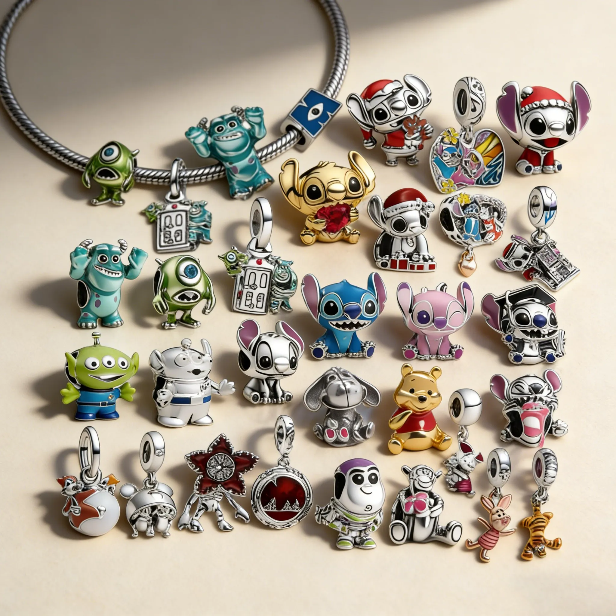 

Toy Story Monsters, Inc.Winnie the Pooh,Stitch,Dumbo Charm Beads Pendant Fit Bracelet Necklace Beads For Diy Jewelry Women Gift