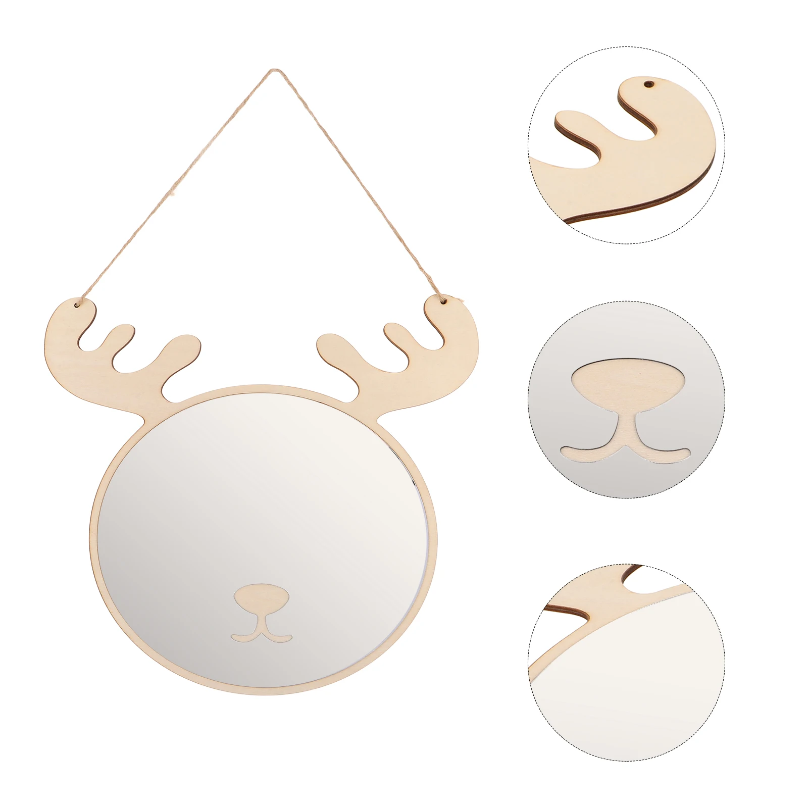 

1 set 1 Set Nordic Wooden For Kids Room Cute Wall Decor Small Hanging Mirror Home Accessories Bear Mirror Girls Bedroom Wall