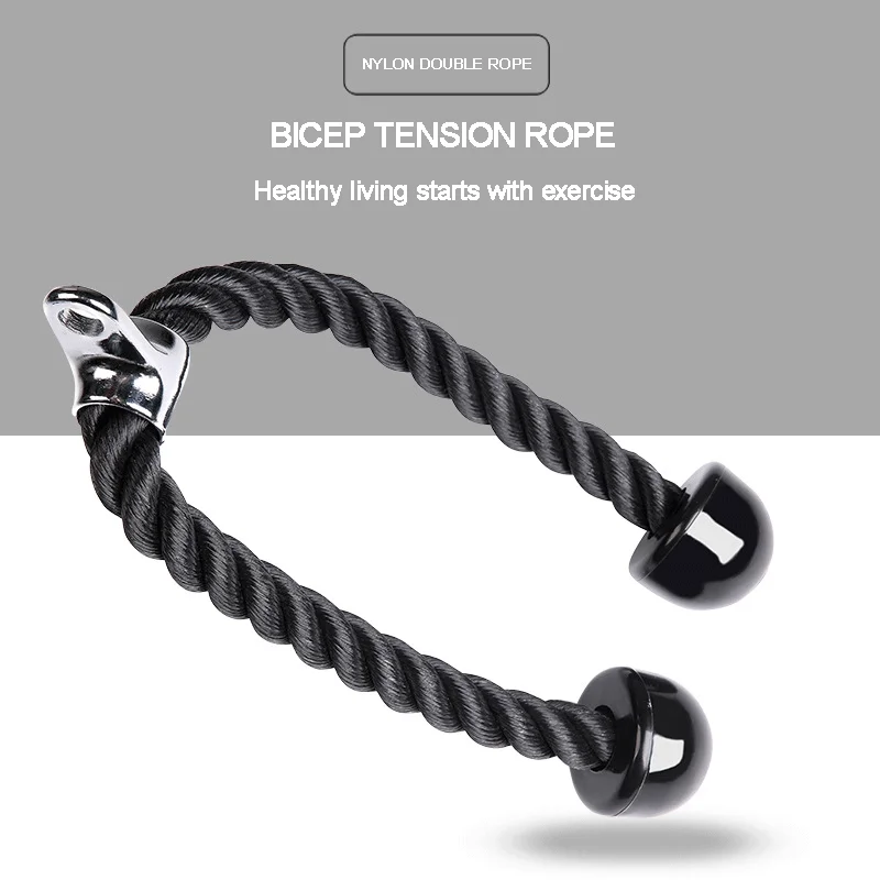 

Bicep Tension Rope Fitness Equipment Accessories Nylon Double Rope Steel Buckle Rubber Plastic Tricep Tension Rope