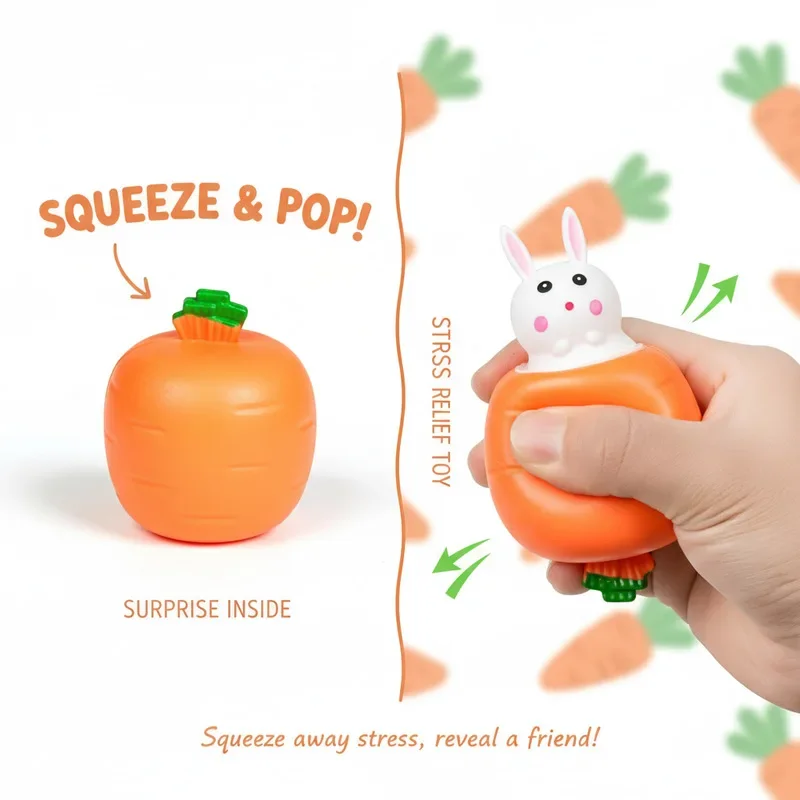 Cute pop-out Rabbit Cup pumpkin squeeze squishy tpr soft rubber adult stress relief fidget toy Telescopic Creative prank Gift