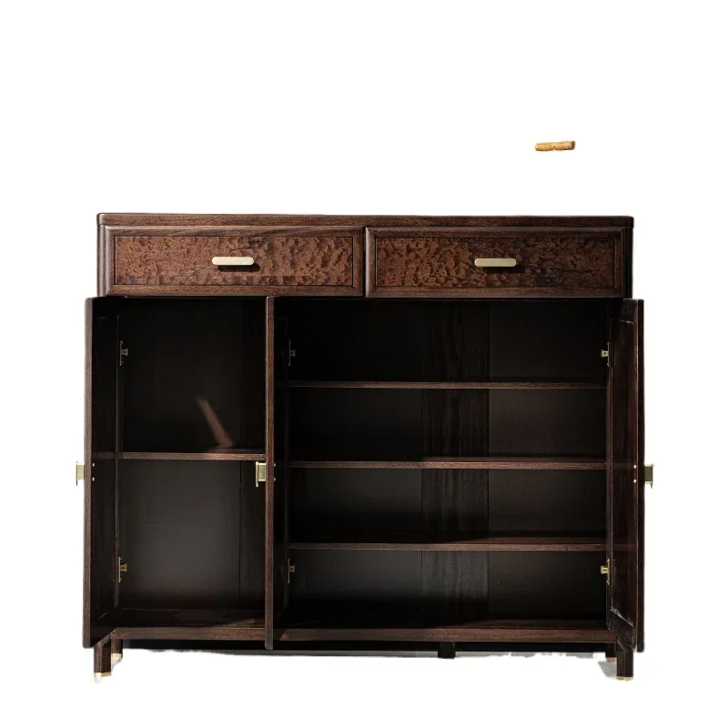 

*New Chinese shoe cabinet, ebony sandalwood porch, light luxury, large-capacity storage, all solid wood three-door shoe cabinet