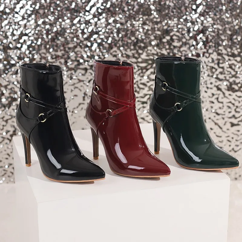 Vera Patent Stiletto Ankle Boot