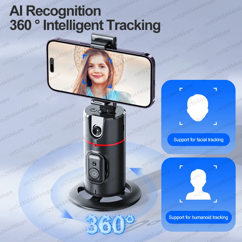 360 Rotation Gimbal with Remote Control AI Automatic Tracking Shooting Portable Desktop Stabilizer with Fill Light for Cellphone