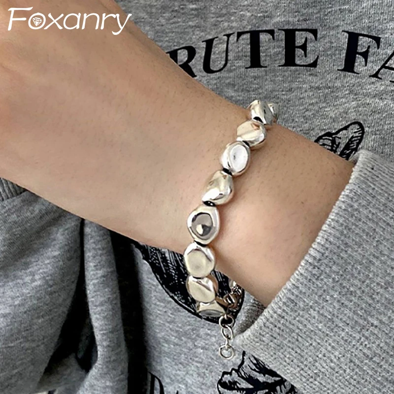 FOXANRY Vintage Handmade Chain Bracelet Party Jewelry Charm Women Fashion Simple Irregular Geometric Handmade Beach Accessories