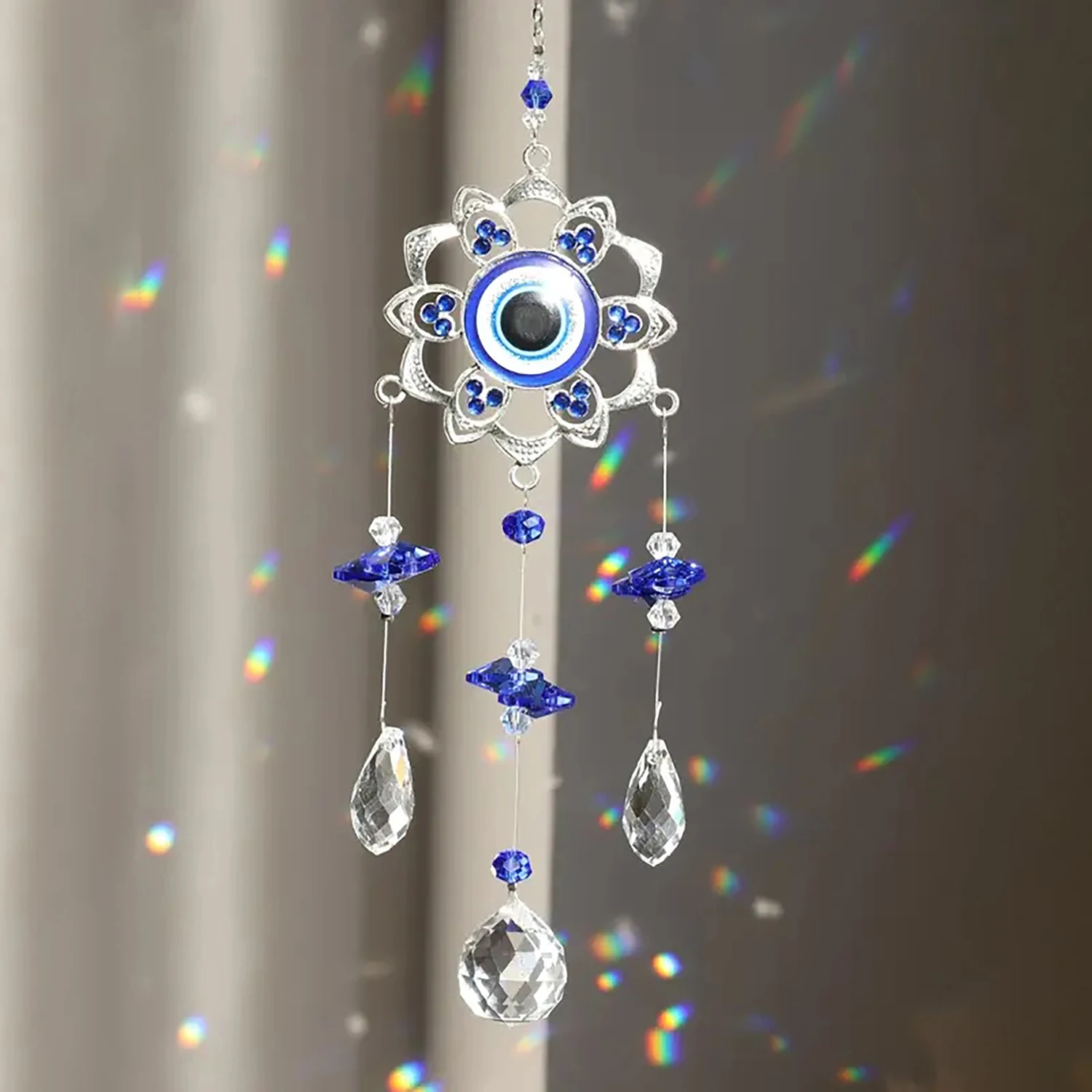 1Pc Evil Eye Moon Tree of Life Crystal Suncatcher Pendant for Home Indoor DIY Wind Chime Hanging Window Decoration Pendant - view 2