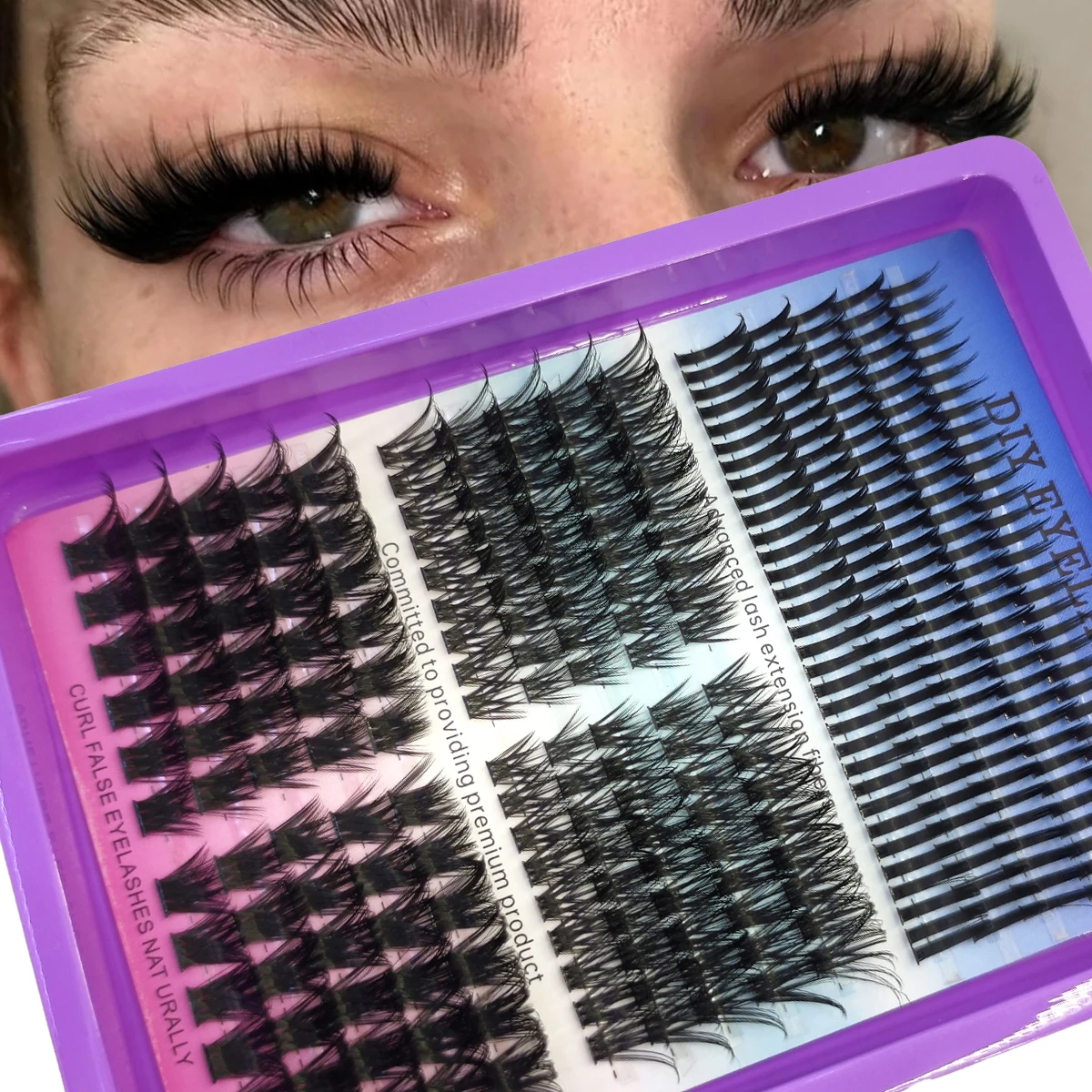 Neue 15-reihige Wispy Lash Clusters mit Spikes, DIY D-Kurve Cluster-Wimpernverlängerungen, volle, stachelige Einzelwimpern