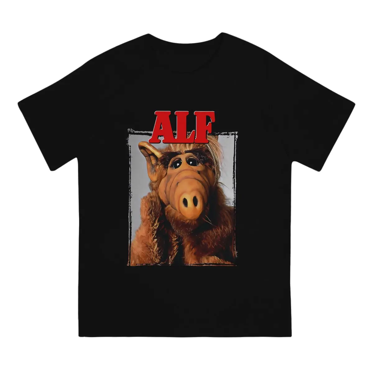 Red Men's T Shirt ALF The Animated Series Novelty Tee Shirt Short Sleeve Round Collar T-Shirt Cotton Birthday Present Clothing