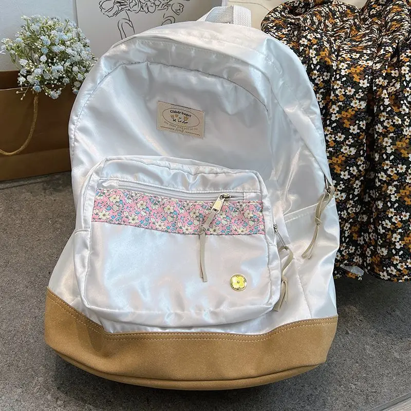 Sac à dos floral laser coréen pour étudiants, sac à dos polyvalent pour lycéens japonais, sacs à dos de style INS pour filles, ata yagawa