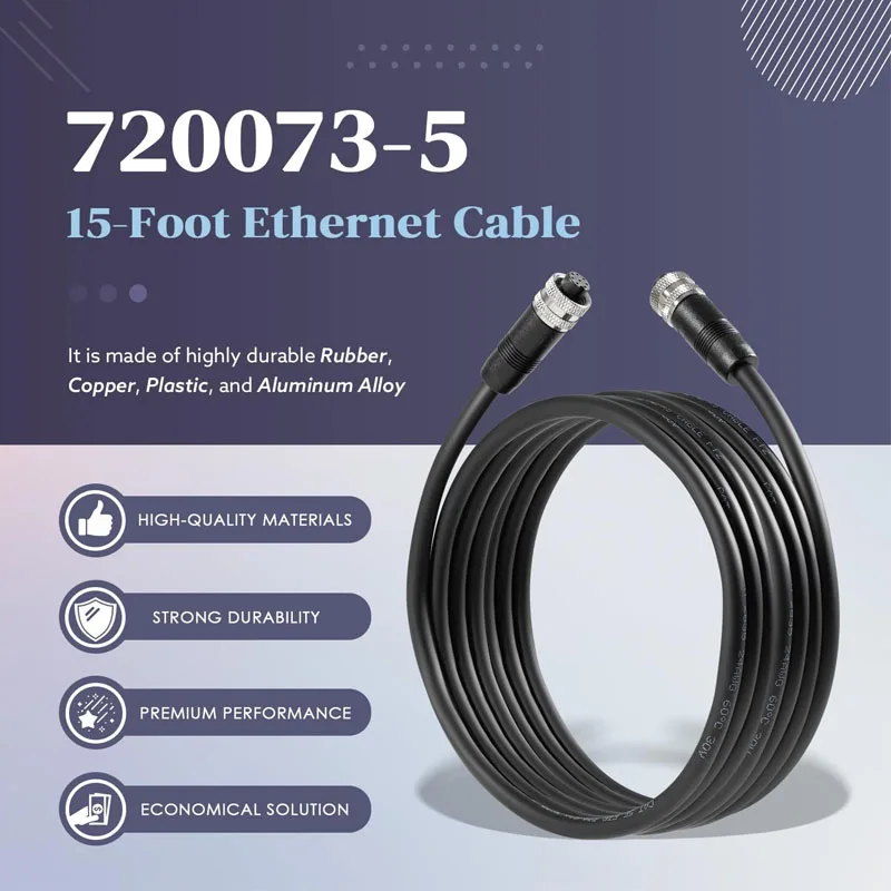 

720073-5 15 Foot Boat Ethernet Cable AS EC 15E Fit for Helix 15 12 10 9 8 7 and 1100 900 800 700 Series,For Humminbird