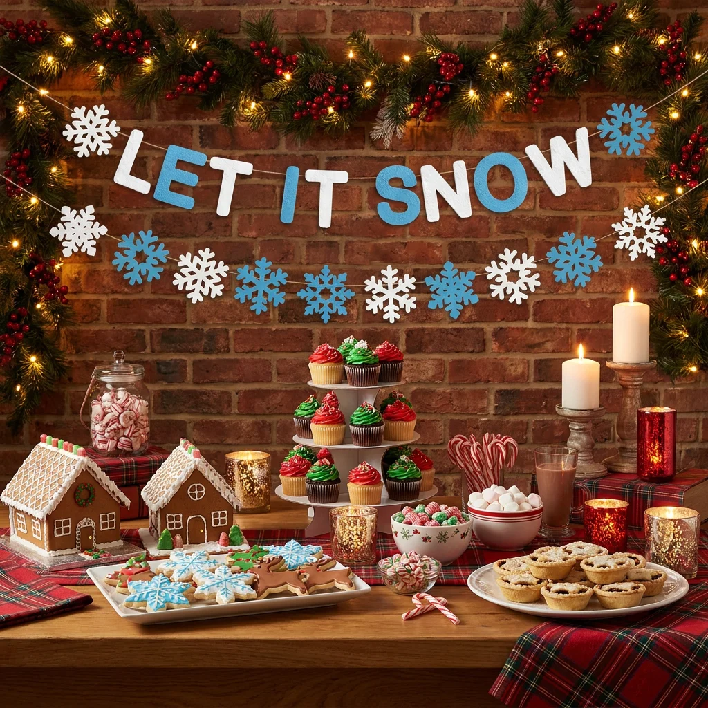 Let It Snow Felt Banner Blue W - Let'S Party Event Supply ulasan dan harga