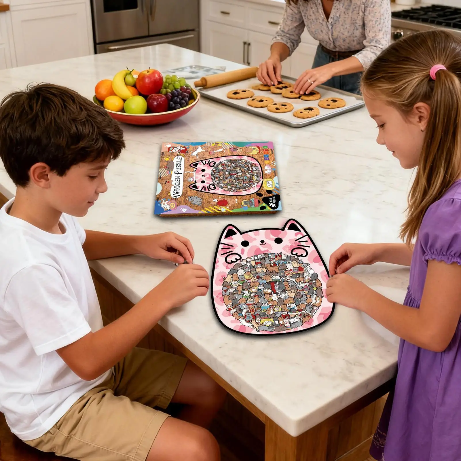 

Wooden Cat Jigsaw Puzzles Parent-Child Interaction Early Education Toy Wooden Animal Puzzles For Women Kids Children Son