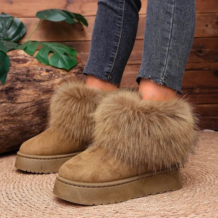 Neue Übergrößen-Winterstiefel für Damen Retro-Wildleder Lässige Dicksohlige Baumwollschuhe – Detail 9