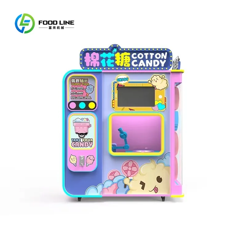 Customized Smart Commercial Outdoor Fully Automatic Cotton Candy Vending Machine Light Sanitization Cloud-Based SDK
