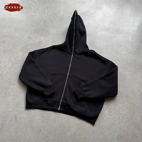 ZODF 2025 Vinter Herr 350gsm Fleece Hel Dragkedja Hoodies Unisex Lös Passform Punk Style Varma Huvade Boxiga Kappor Ytterkläder HY0047 10 best sales huvtröja med boxig passform - №1