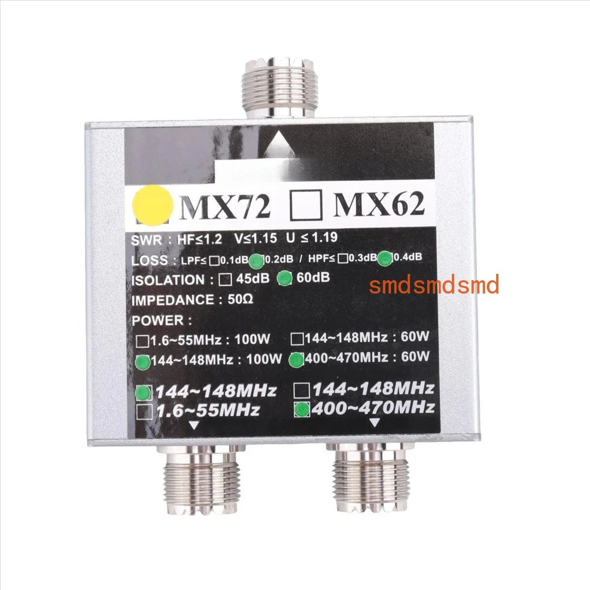 

HF Walkie Talkie Ham VHF UHF Tri-Band Amateur Two Way Radio Antenna Combiner MX72 60-100W Linear Antenna Duplexer