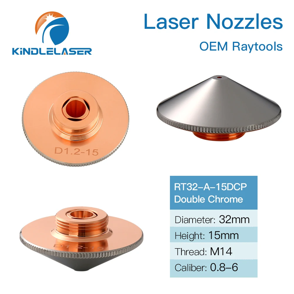 Kindlelaser 10 peças raytools dia.32mm calibre h15 0.8-6 bicos de laser de soldagem de camada única/dupla para máquina de corte a laser de fibra