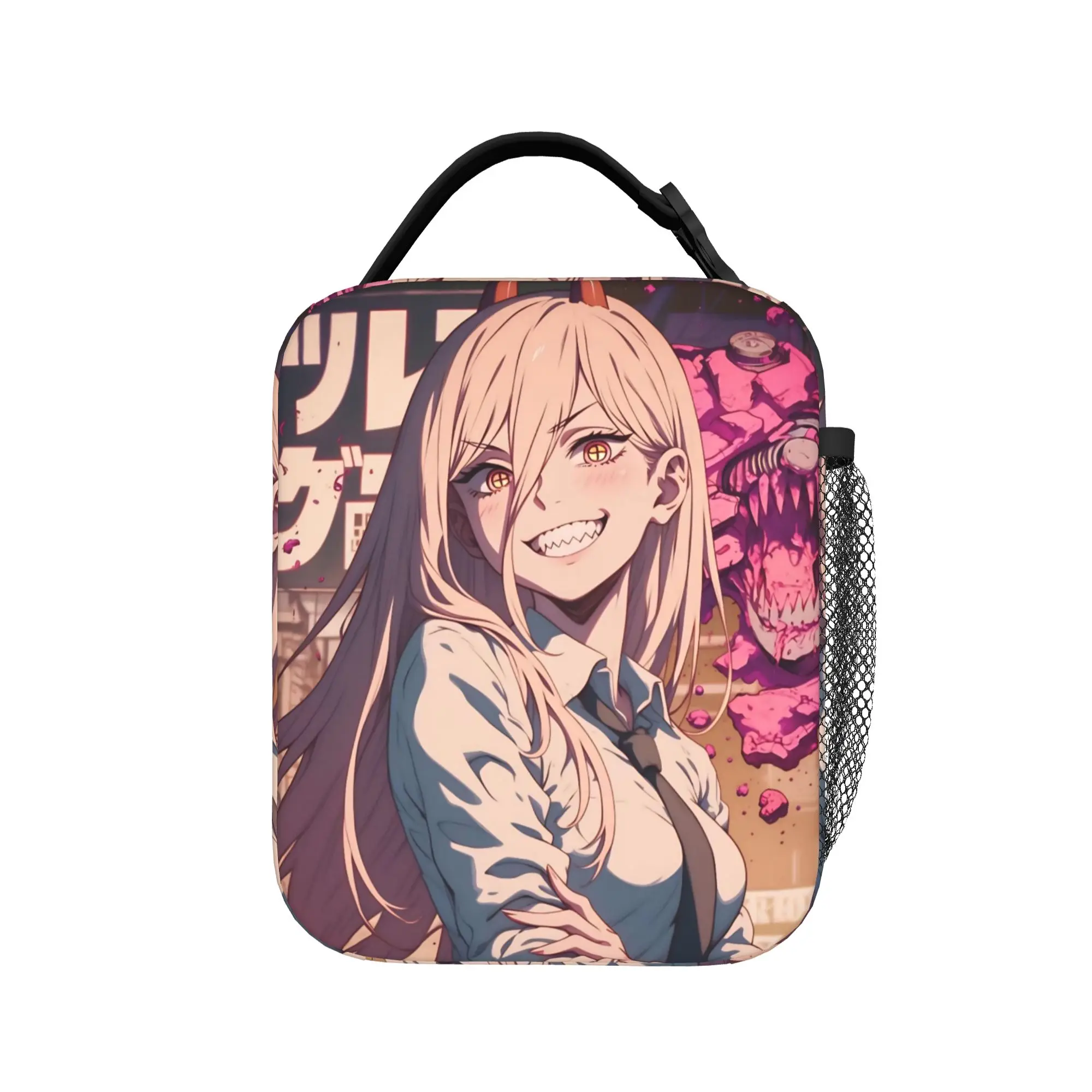 C-Chainsaws Man Power Manga Insulated Lunch Bag Thermal Bag Reusable,Lunch Container  Leakproof Tote Lunch Box Food Bag
