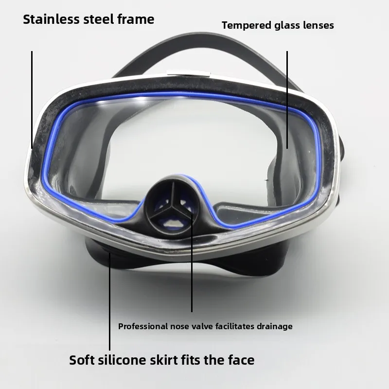 

Профессиональные очки для дайвинга с клапаном, силиконовая большая оправа для взрослых, привлекательные морские легкие мужские и женские маски для подводного плавания из закаленного стекла