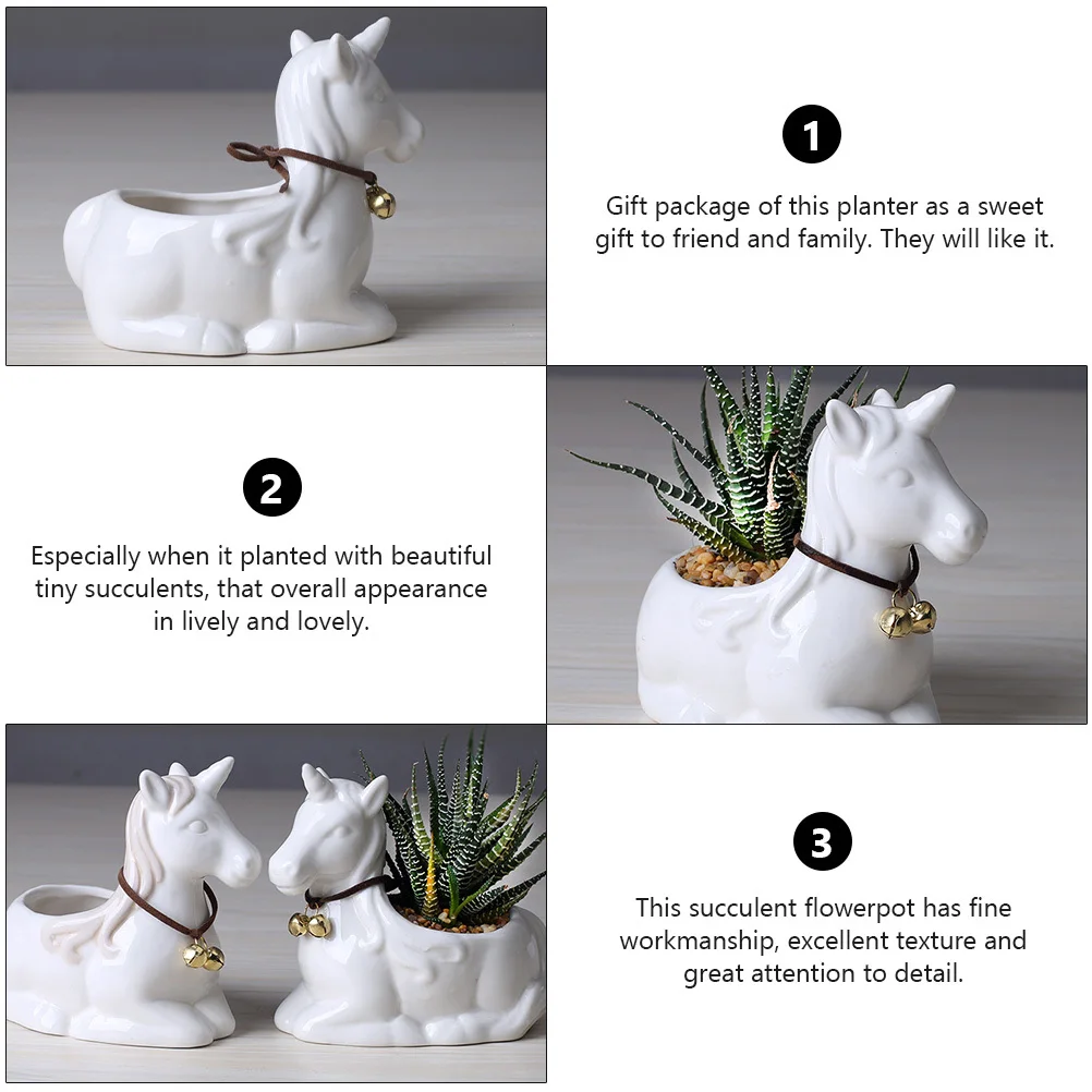 

Home Decor Unicorn Planter Pot Cartoon Cute Flower Bonsai Pots White Animal Mini