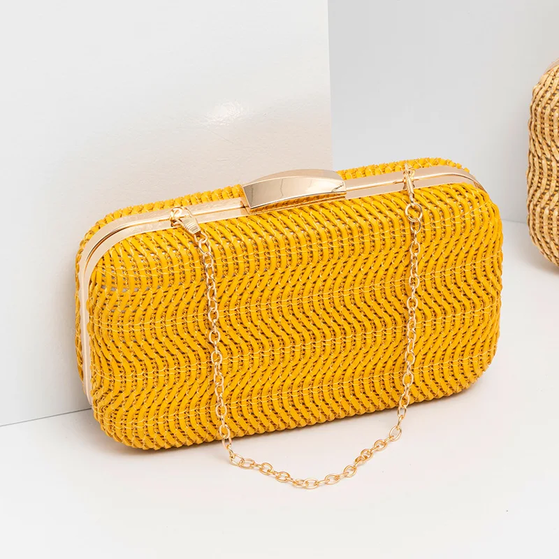 Casual Straw Women\'s Bag Yellow Clutch Woven Handbags Top Quality Luxury Bags Party Women\'s Shoulder Bags Purses Fashion Pouch