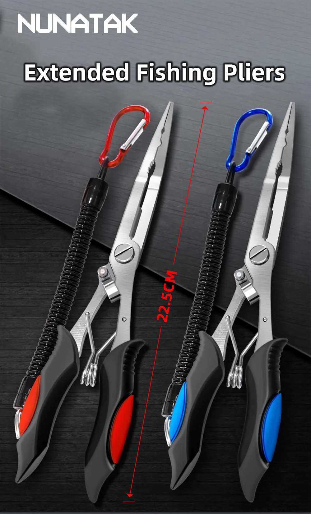 

NUNATAK Extended Fishing Scissors Stainless Steel Fishing Pliers Hot Metal Pliers Colorful Fishing Grip Extended Fishing Pliers